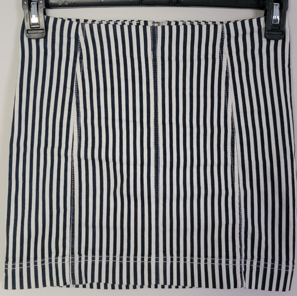 Jolt Strechy Navy Blue and White Striped Mini Skirt Women